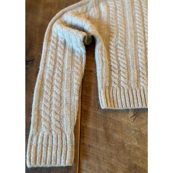 JONDIE Cable Knit Turtleneck Cropped Sweater | Beige | Women’s Small | Boxy Fit - Picture 3 of 9